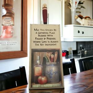 Kitchen Wooden Plaque Family & Friends Apple Vanilla Utensils Home Decor
